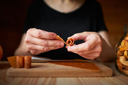 vacuum dehydrated natural apple fruit leathers  