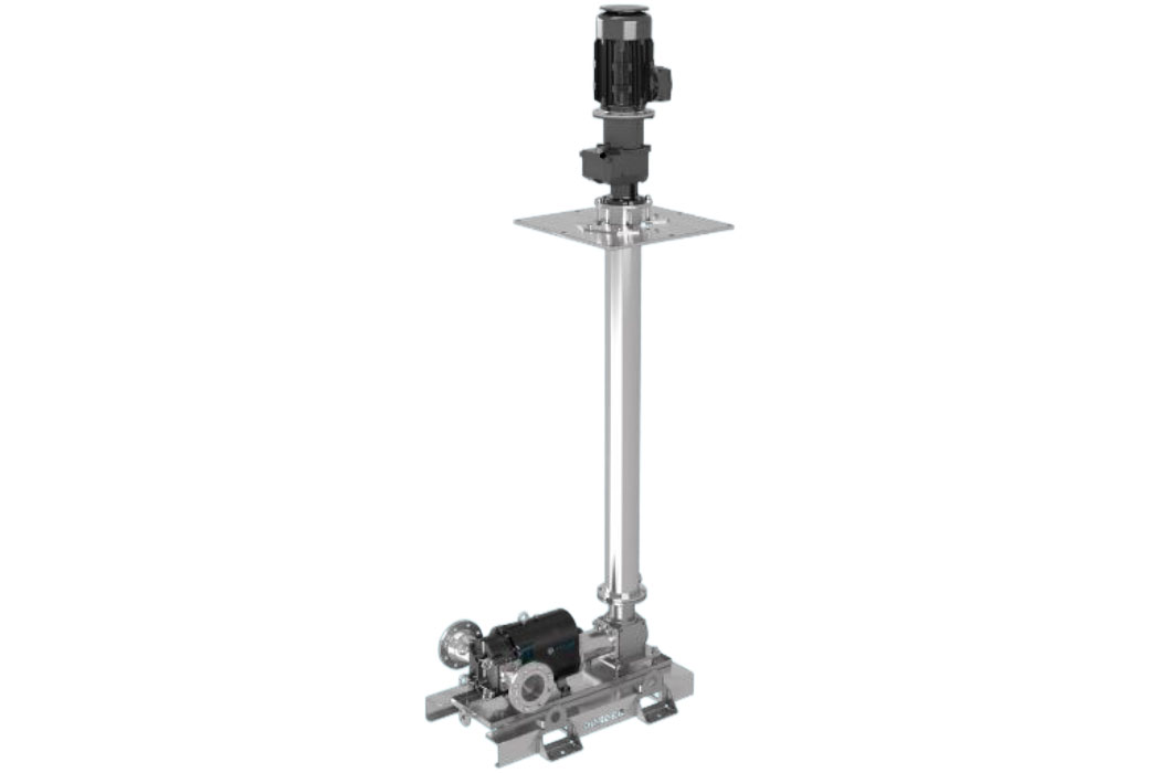 dry mount semi-submerged liquid pump with bevel gear