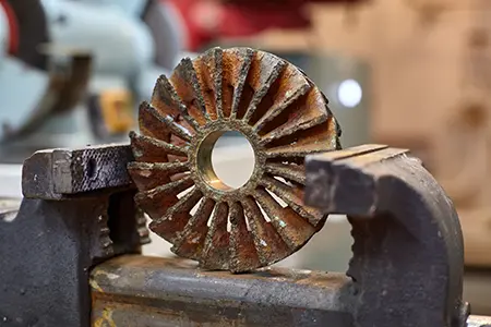 cavitation damage on pump impeller