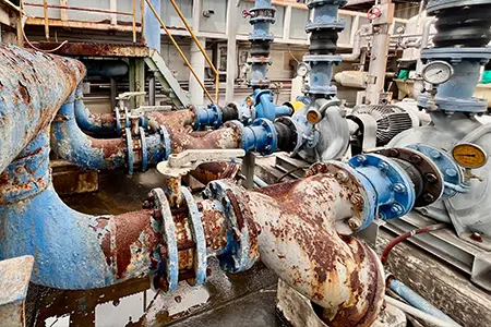 contaminated water pumps and pipes